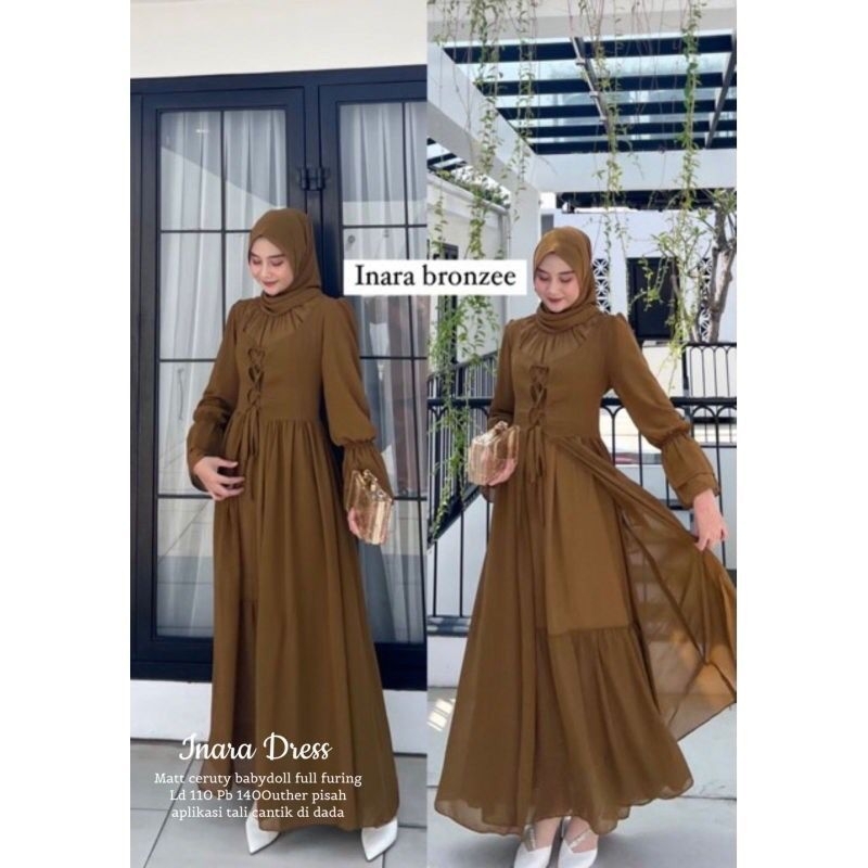 DRESS MUSLIM, Fashion Muslim, baju wanita, dress, gamis, Baju gamis, fashion wanita, inara Dress