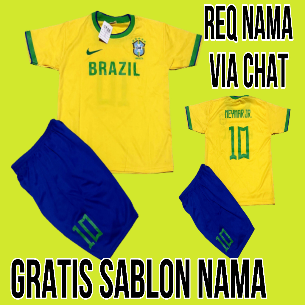 baju kaos bola brazil/ setelan baju bola brazil