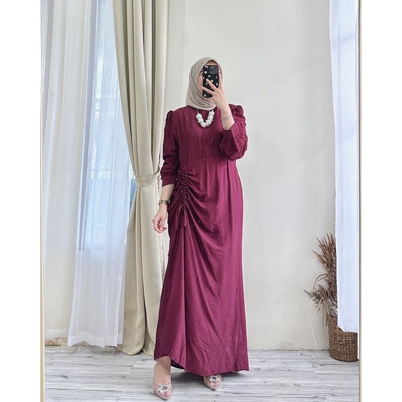 SIZE S M L XL  ERICA 2 DRESS CRINCLE AIRFLOW GAMIS SERUT REMAJA KEKINIAN GAMIS PESTA KONDANGAN