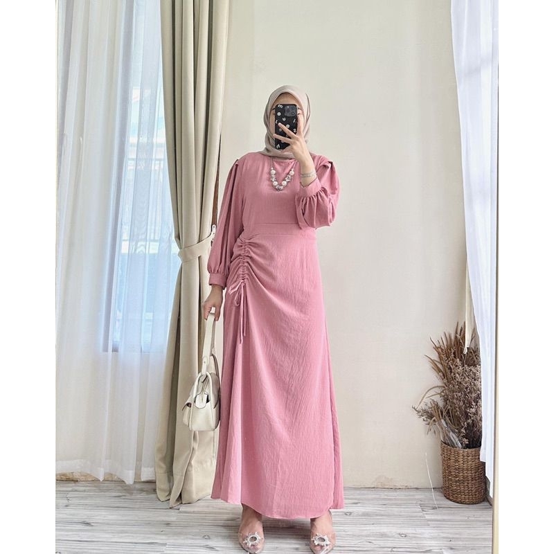 SIZE S M L XL  ERICA 2 DRESS CRINCLE AIRFLOW GAMIS SERUT REMAJA KEKINIAN GAMIS PESTA KONDANGAN