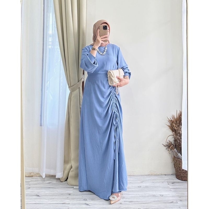 SIZE S M L XL  ERICA 2 DRESS CRINCLE AIRFLOW GAMIS SERUT REMAJA KEKINIAN GAMIS PESTA KONDANGAN