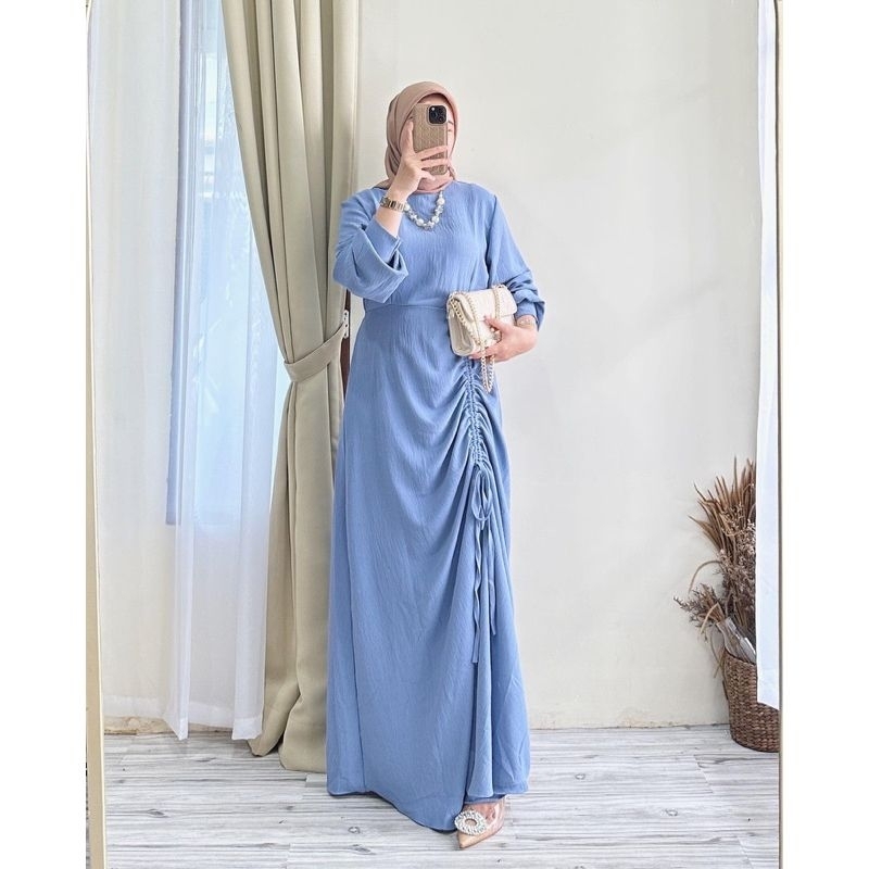 SIZE S M L XL  ERICA 2 DRESS CRINCLE AIRFLOW GAMIS SERUT REMAJA KEKINIAN GAMIS PESTA KONDANGAN