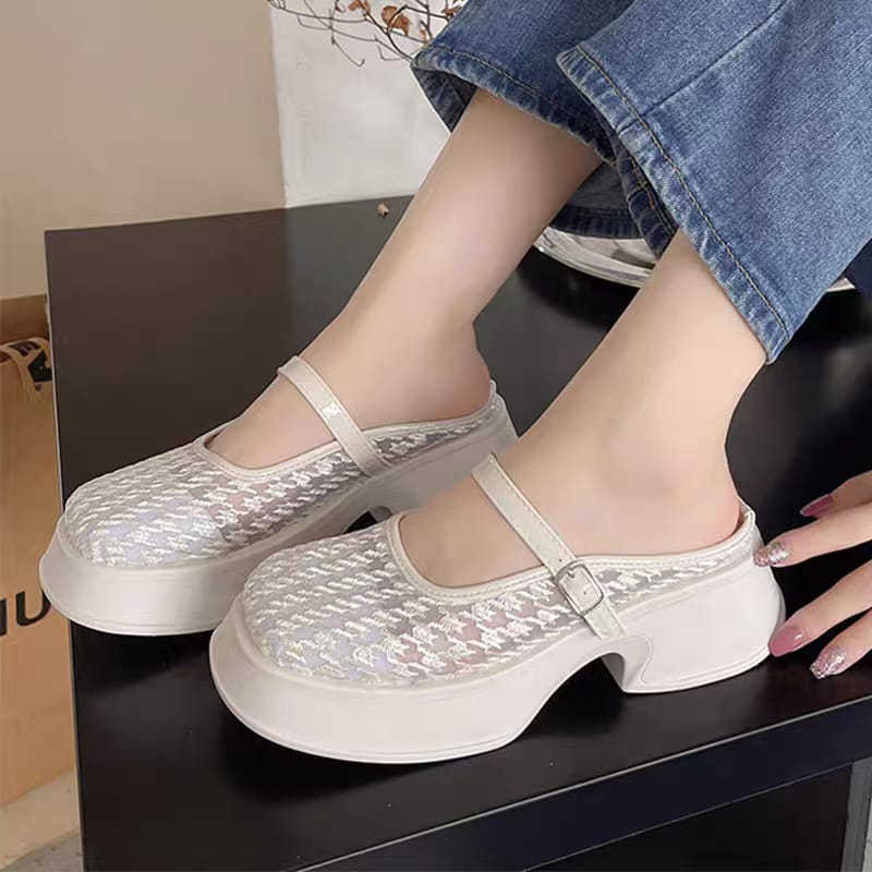 COD POS 460 Sepatu Sneakers Selop Brukat Wanita Premium