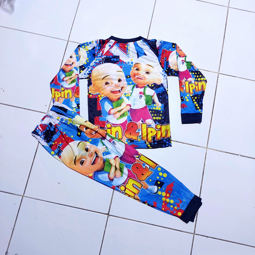 setelan baju tidur ipin upin full printing murah1