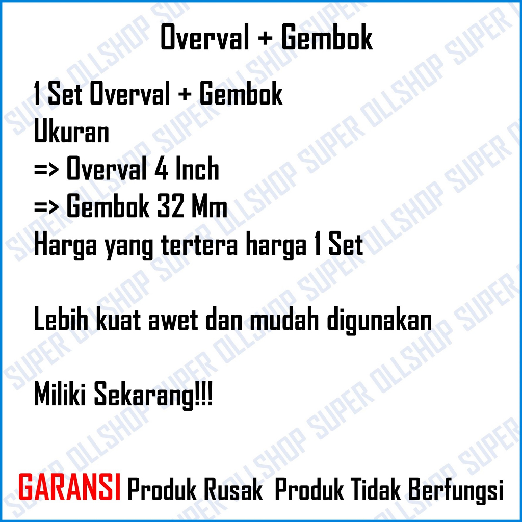 Overval 4 Inch Plat GALVANIS Overpale Overpal Tebal Cantolan Gembok Pintu 32 MM 1 Set