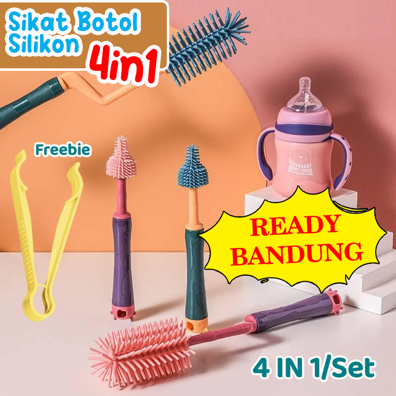 4in1 Sikat Botol Susu Bayi Silikon Pembersih Botol Susu 4in1 Sikat Pembersih Botol 4in1 Silikon Premium / Sikat Botol Sedotan Dot Bayi Putar 360 4 In 1 Bayi Bottle Cleaner Brushes 360 Degree Silicone Bottle brush Sikat Botol Silikon Set Pembersih Botol Cl