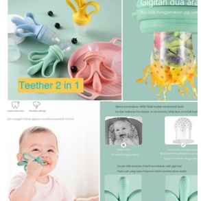 Teether bayi + dot buah bayi 2 in 1 Feeder gigitan buah sayur banana/ Bandana + Box Feeder teether bayi dan dot buah GIGITAN BAYI TEETHER Teether bayi + dot buah bayi 2 in 1 gigitan buah sayur banana teether empeng bayi gigitan bayi silikon