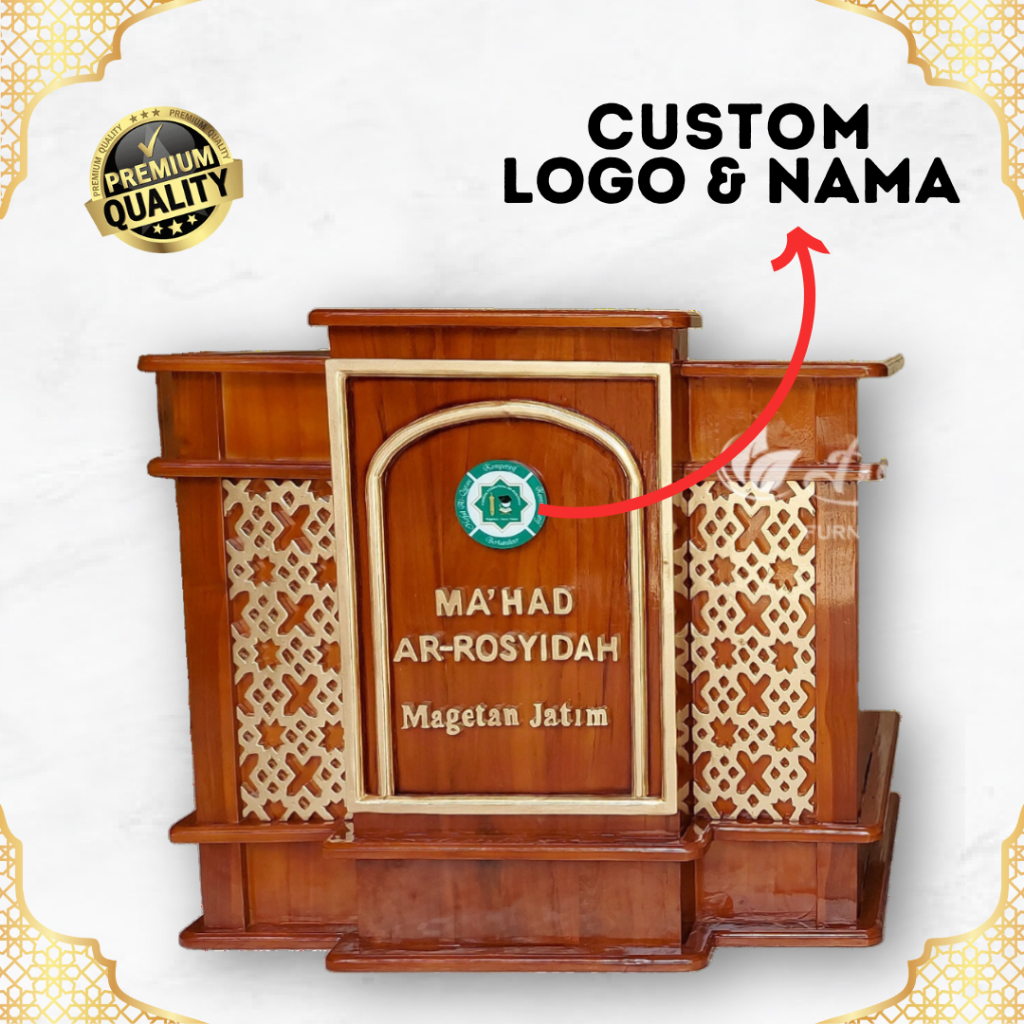 Mimbar Podium Pendek Jati Minimalis - Meja Mimbar Lesehan Kayu Jati