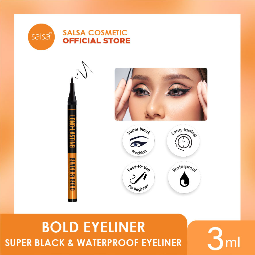 ✿ELYSABETHME✿ SALSA bold eyeliner super black waterproof pen eyeliner hitam