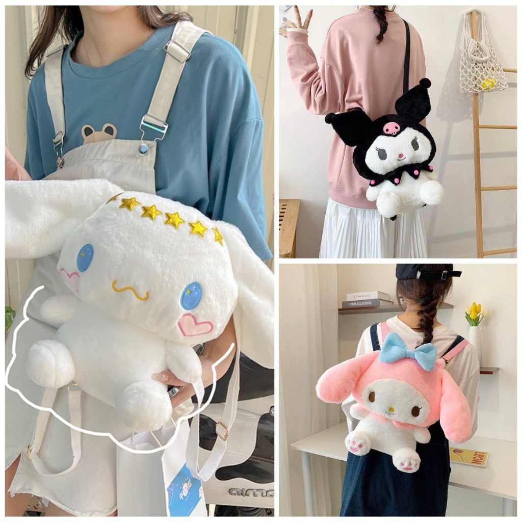 TAS BONEKA CINNAMOROLL MELODY KUROMI BAG BACKPACK RANSEL SELEMPANG