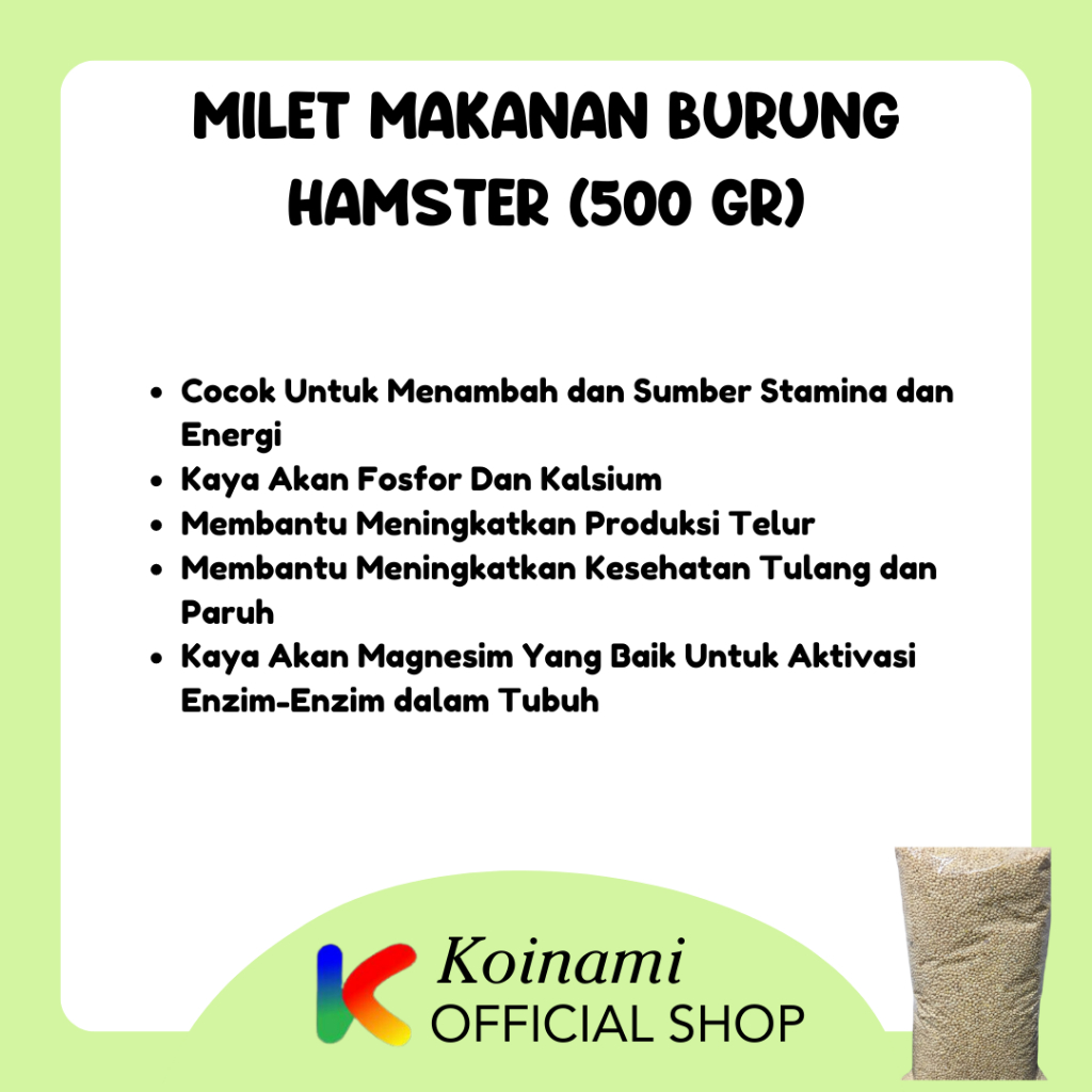 MILET MAKANAN BURUNG HAMSTER  500 gram