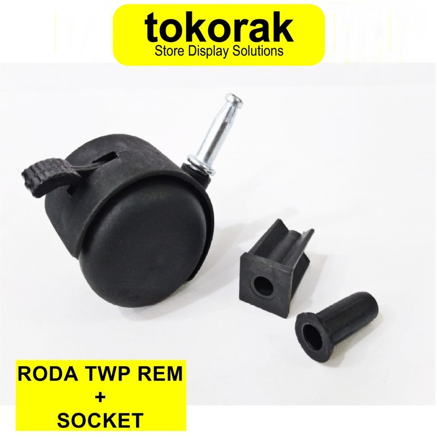 RODA KURSI KANTOR TANCAP CASTOR TWP 50 REM + SOCKET LEMARI MEJA