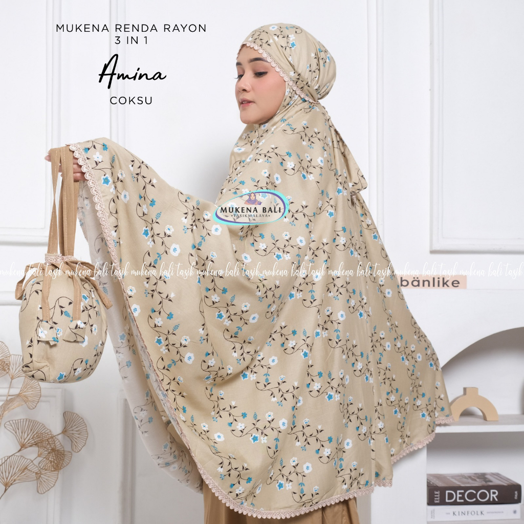 MUKENA BALI TASIK - MUKENA DEWASA RENDA RAYON 3 IN 1 AMINA