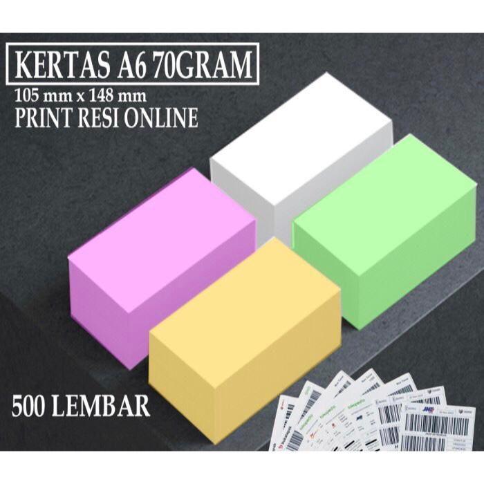 

KERTAS HVS A6 70GR WARNA 105MM X 148MM PRINT RESI ONLINE/ CETAK LABEL