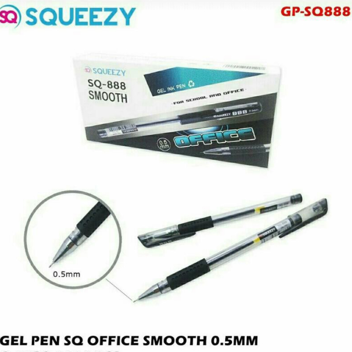 

SQUEEZY Pen / Pulpen Gel SQ-888 0.5mm (1pack isi 12)