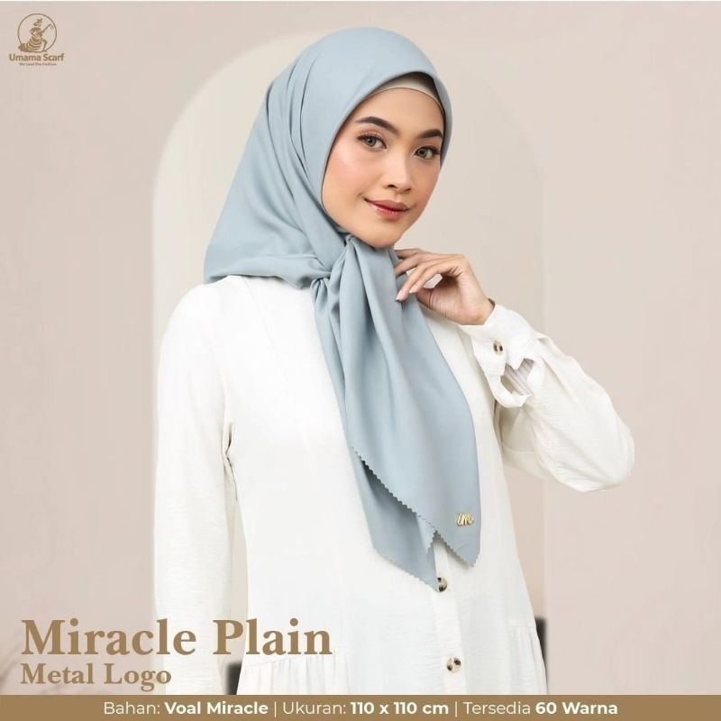 [ SEGIEMPAT UMAMA  MIRACLE PLAIN ]••umama scraf voal•• hijab segiempat polos