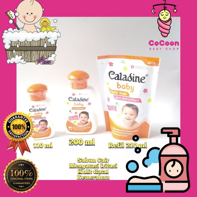 Sabun Bayi Anti Iritasi Gatal Kemerahan Caladine Baby Liquid Soap 110 ml 200 ml Refil 210 ml