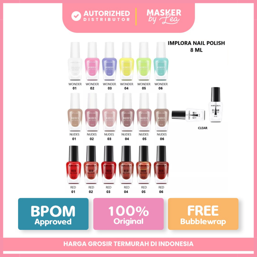 IMPLORA Nail Polish / Kutek Kuku Warna Pastel Nude Solid BPOM