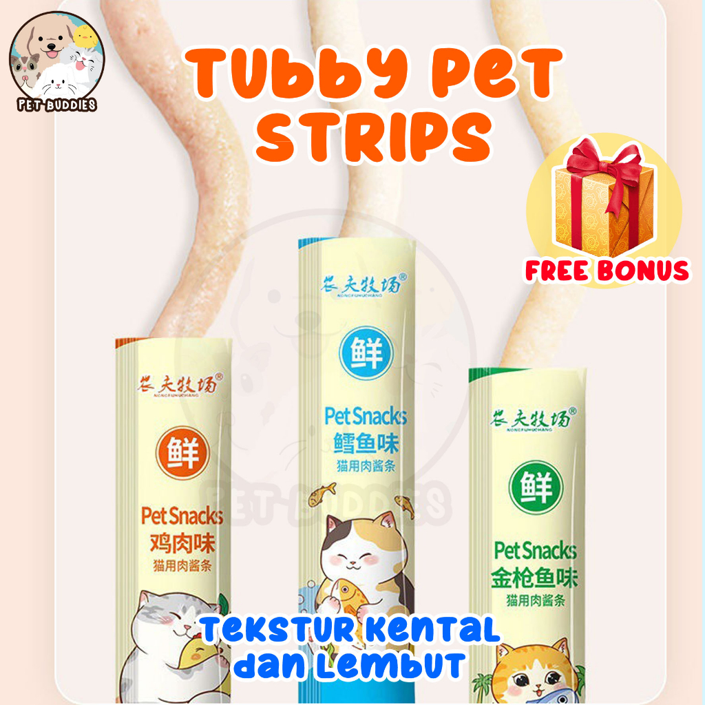 [BUY 10 FREE 3] Tubby Pet Strip Snack Makanan Kucing Wetfood