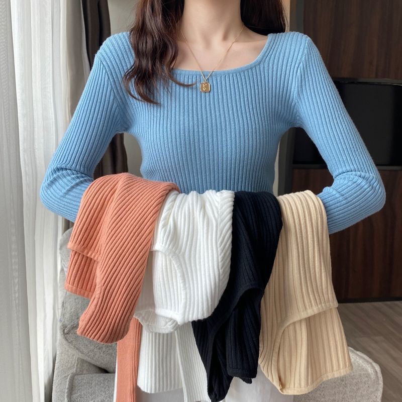 Uneck Korean Premium High Quality | Atasan Rajut Atasan Wanita Korean Style Rajut | Baju Rajut Wanita Lengan Panjang Korea | Knitwear Rajut Premium | Square Neck Top