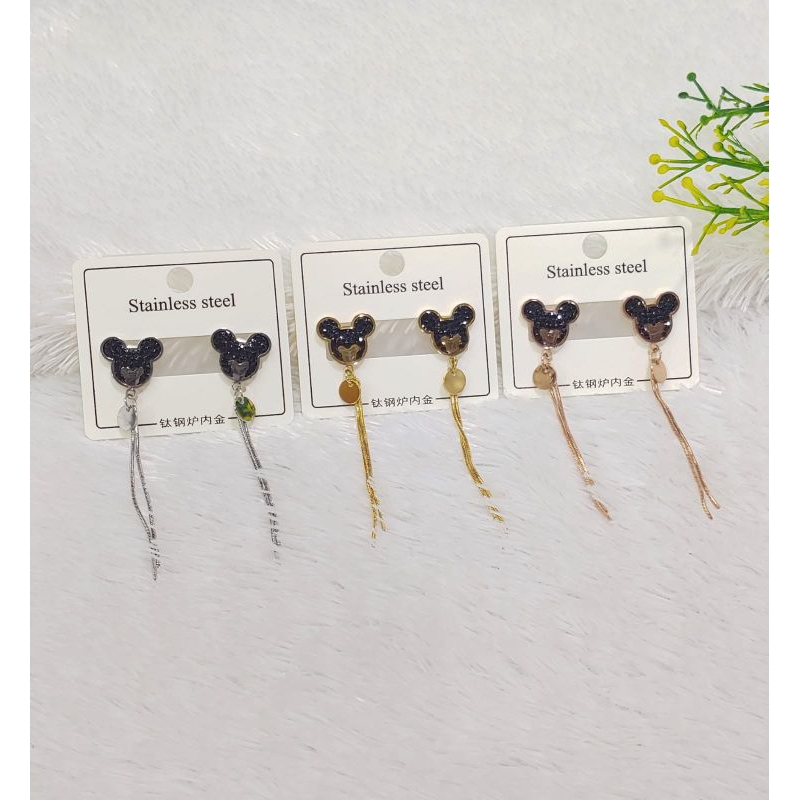 anting tusuk panjang mecky mata titanium anti karat anti luntur