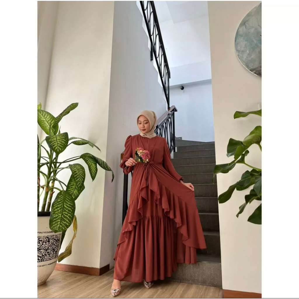 GAMIS AIRIN SET INNER DRESS + OUTER CERUTY BABYDOLL MUSLIMAH  / DRESS HARI RAYA LEBARAN KONDANGAN BRIDESMAID KEKINAN WANITA REMAJA TERBARU