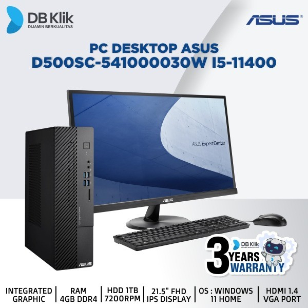 PC Desktop ASUS D500SC-541000030W Core I5-11400 4GB/1TB  WIN 11 HOME