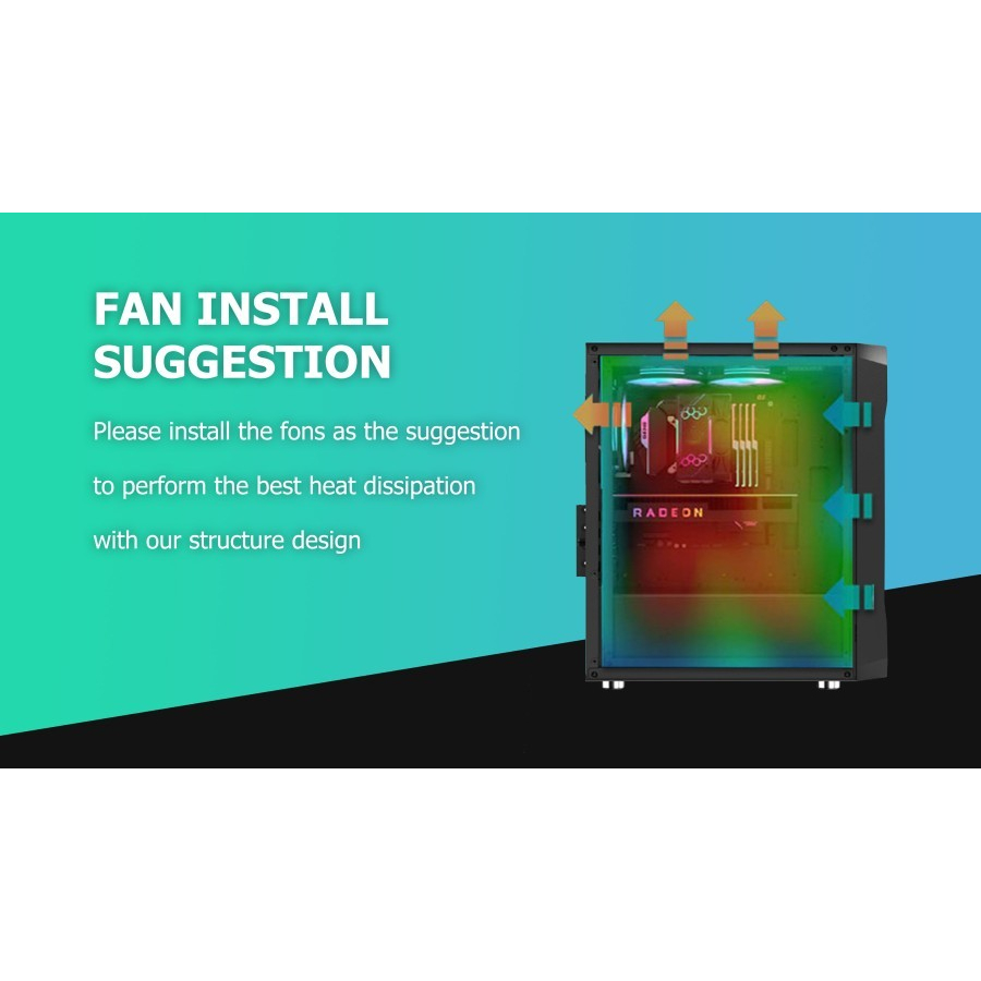 CASING VENOMRX PRAVA + 2 FAN Tempered Glass Side M-ATX Gaming Case