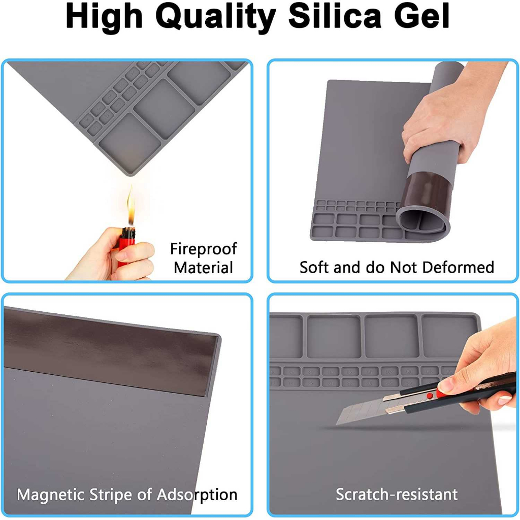 Alas Solder Silikon Magnetic Soldering Mat Heat Resistant 40cm Tempat Perkakas Reparasi Perangkat Elektronik