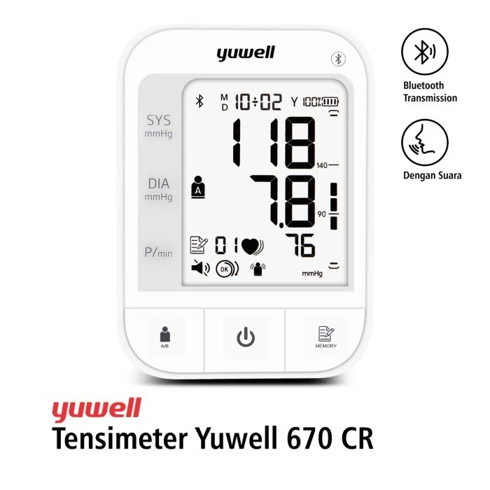 YUWELL - Tensimeter Digital Yuwell 670 CR with Voice Bluetooth + Kabel USB