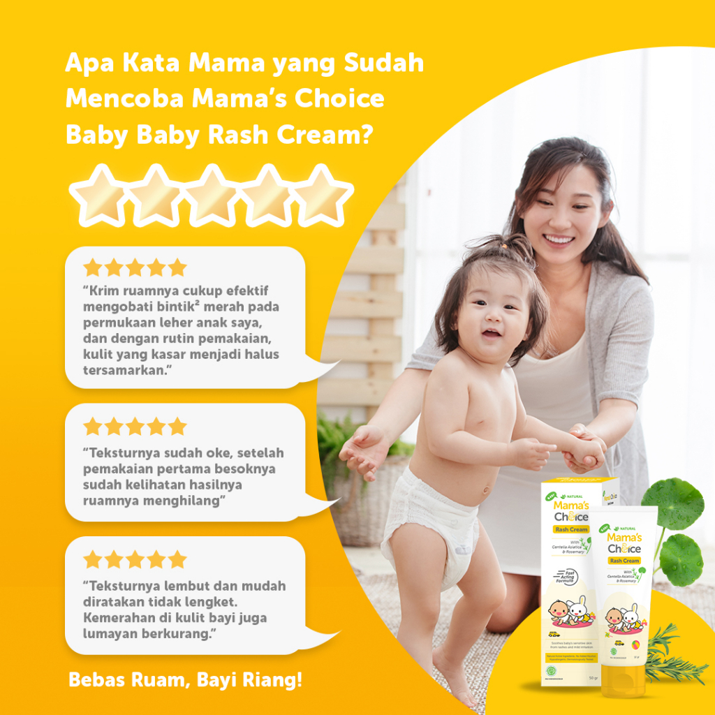 Baby Diaper Cream | Rash Cream Mama's Choice - Krim untuk meredakan biang keringat, ruam popok, ruam susu (Terdaftar BPOM)