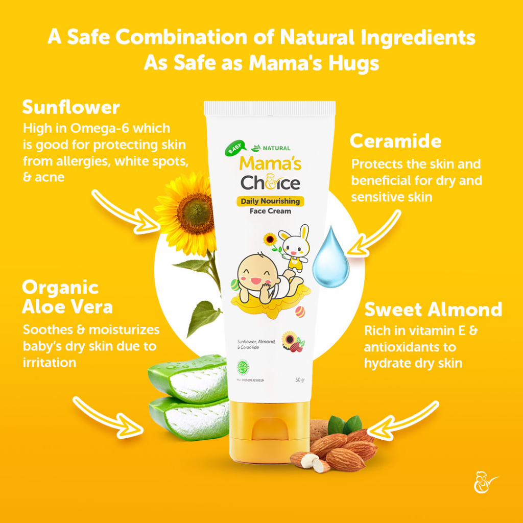 Cream Wajah Bayi | Mama's Choice Baby Daily Nourishing Face Cream - Skincare Bayi Krim Pelembab Muka Bayi terdaftar BPOM