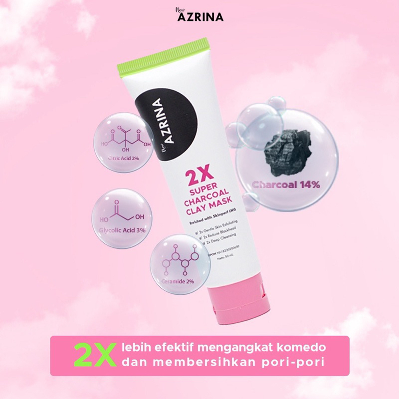 Azrina 2x super charcoal 25ml clay mask AZRINA masker wajah azrina BPOM 25 ml