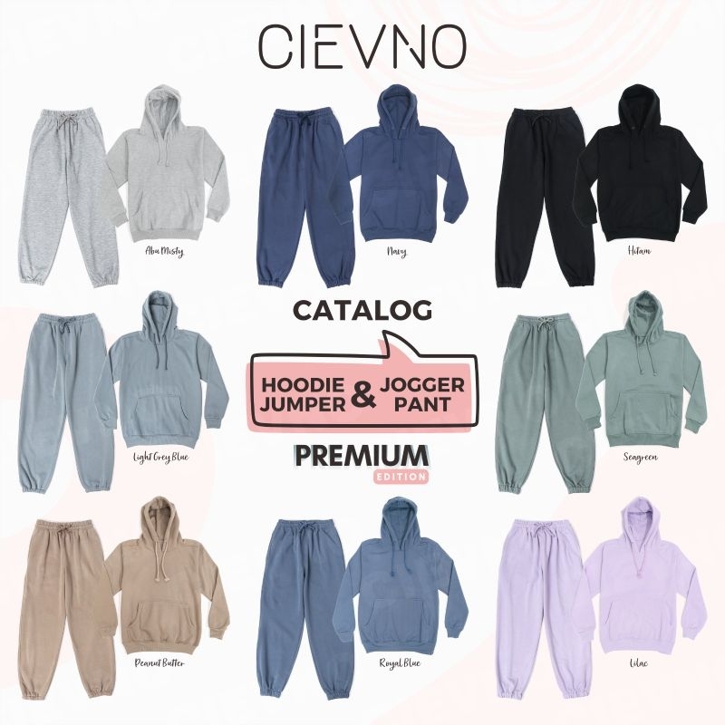 ONE SET HOODIE JUMPER + CELANA JOGGER PREMIUM SEAGREEN (PRIA&amp;WANITA)