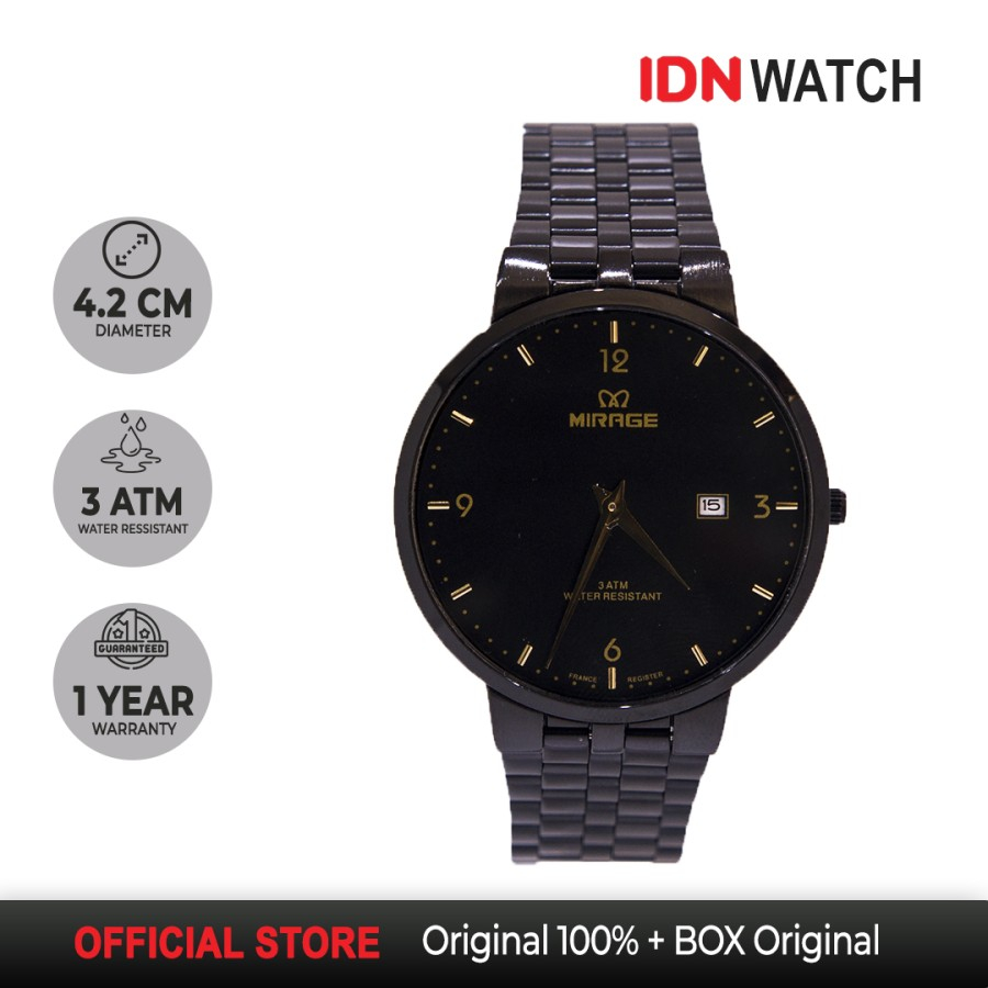 Jam Tangan Mirage Original Pria Terbaru Tahan Air Anti Karat 8696 M Full Black Ori