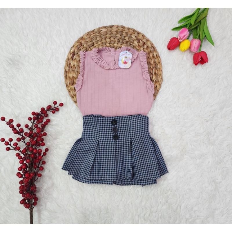 Baju bayi perempuan Set rok *tartan* baby