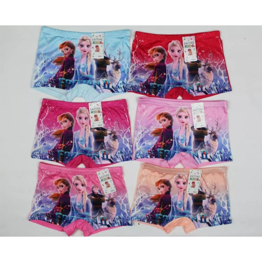 LUSINAN | Celana Dalam BOXER anak PEREMPUAN Motif FROZEN / CD Dalaman BALITA / SHORT anak Cewek IMPORT MURAH