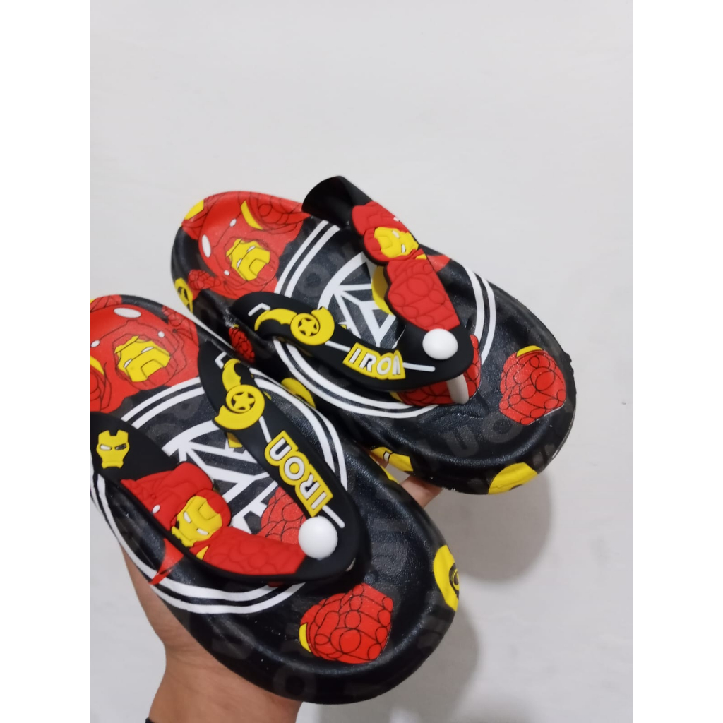 sandal jepit anak laki-laki merk original brand import cina 2203-3 K&amp;T - Bahan karet karakter iron man Termurah