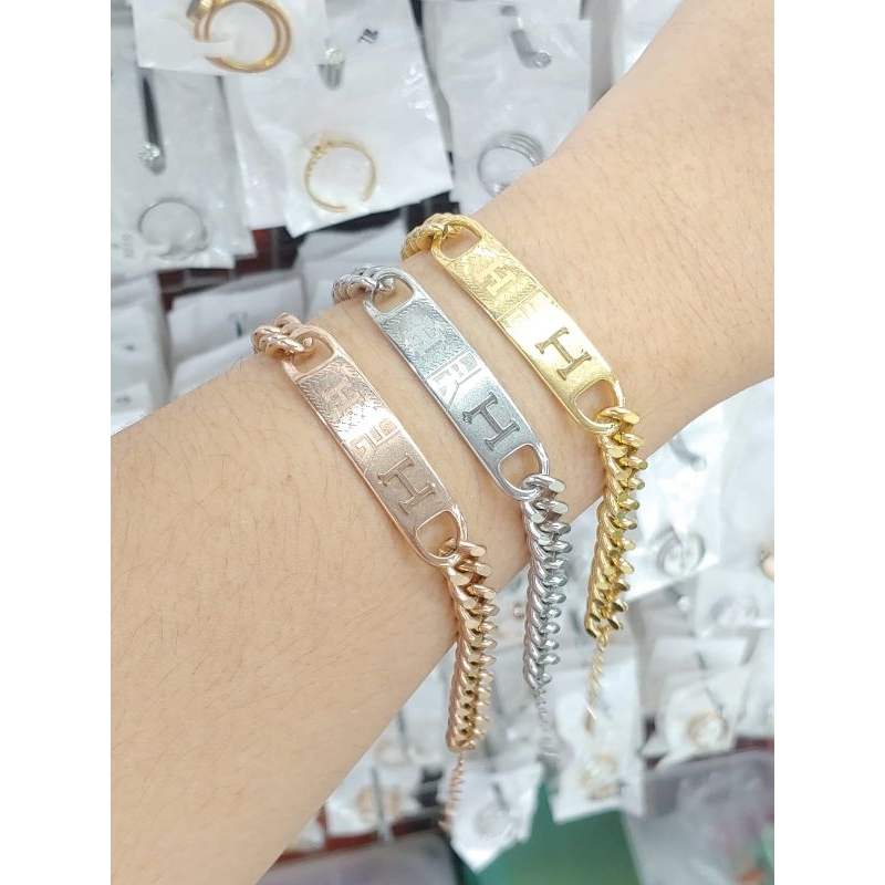 gelang rantai plat hrm* fashion titanium anti karat anti luntur