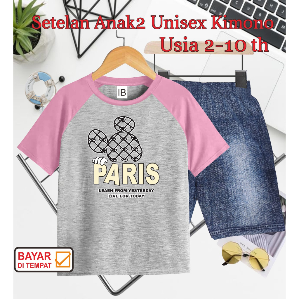 ((IB))SETELAN ANAK2 UNISEX KIMONO SEMI JEANS/PARIS DIGITAL SABLON