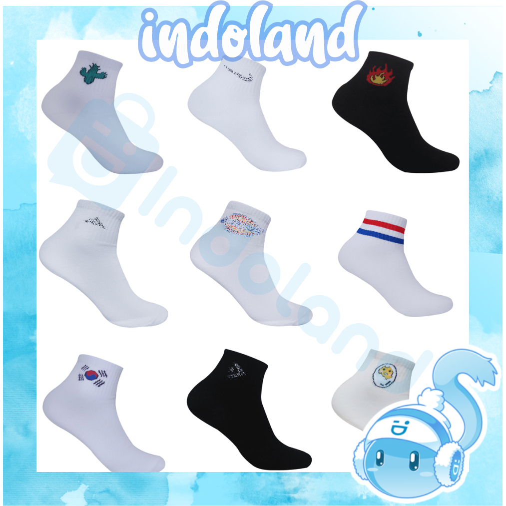 ☀ INDOLAND ☀ Kaos Kaki Skate Oldschool Pendek / Kaos Kaki Distro Bebas Pilih Motif KK103