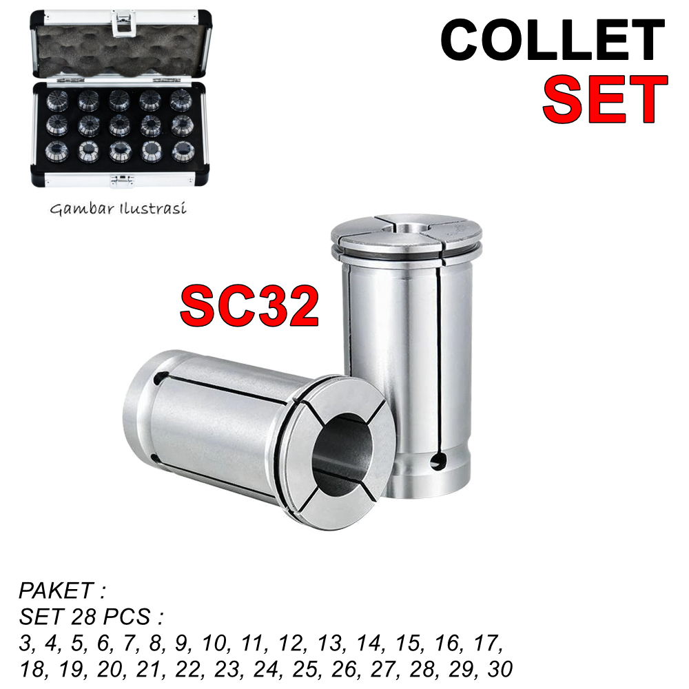 Paket Collet SC 32 Set Arbor Chuck SC32 Milling Adapter Penjept Endmill CNC