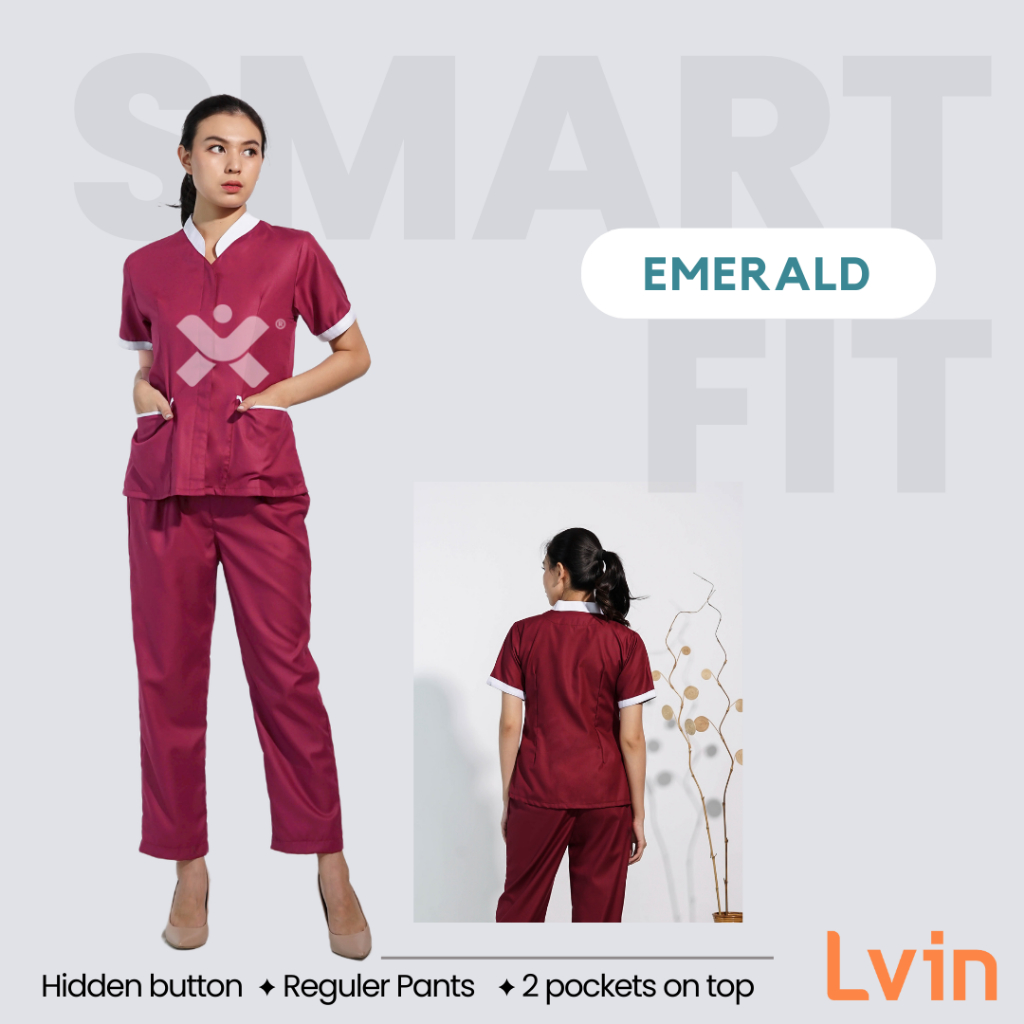 Lvin Baju Seragam suster Hana Series / nanny uniform/seragam klinik / baju jaga oka / Seragam perawat / Smart Fit