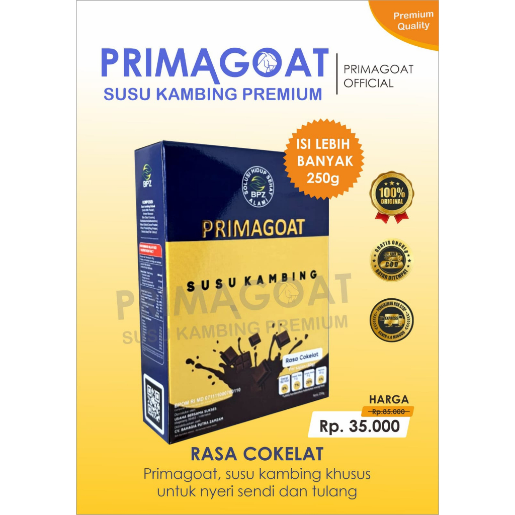 

Susu Kambing Etawa Primagoat Atasi Nyeri Sendi, Asam Urat dan Kesehatan Pernafasan rasa Cokelat