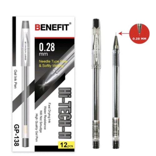 

Pulpen Gel BENEFIT GP-138 Hi-Tech-H 0.38mm / Pulpen BENEFIT Hi-Tech