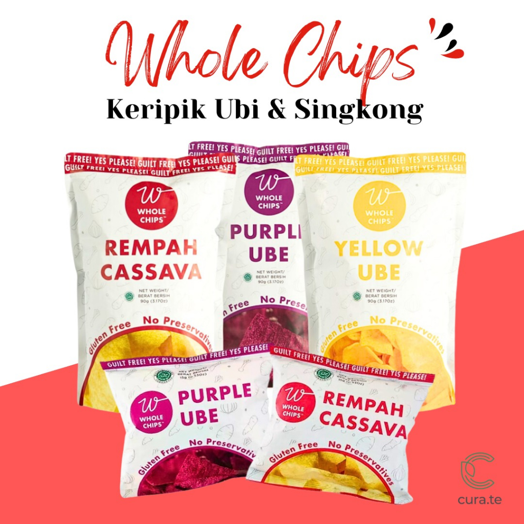 WHOLE CHIPS KERIPIK UBI SINGKONG 90GR | SNACK CEMILAN DIET SEHAT MADU UNGU