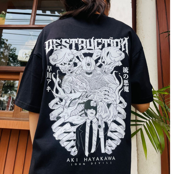 Torizu Tshirt Aki Gun Devil Black Anime Manga Premium Unisex