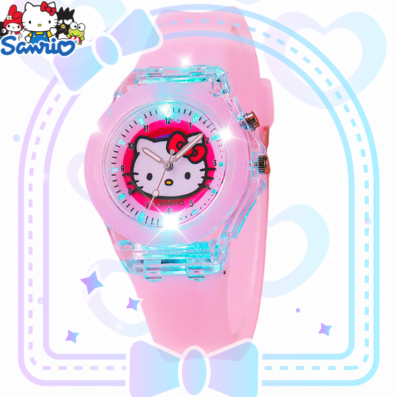 Jam Tangan Anak Laki-laki Perempuan Siswa Jam Tangan Analog Warna Glitter, Pikachu, Mickey Mouse, Hello Kitty Jam Tangan Doraemon Lampu LED  light night