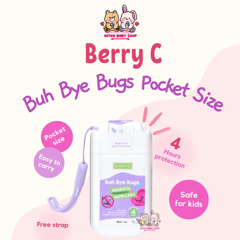 Berry C Buh Bye Bugs 30 ml FREE TALI SILIKON BerryC Spray anti serangga nyamuk