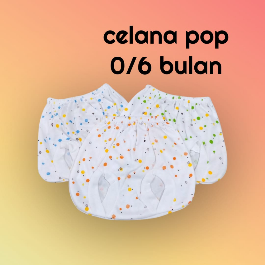 [ 3 pcs ] Celana Panjang Bayi Motif Polkadot Putih